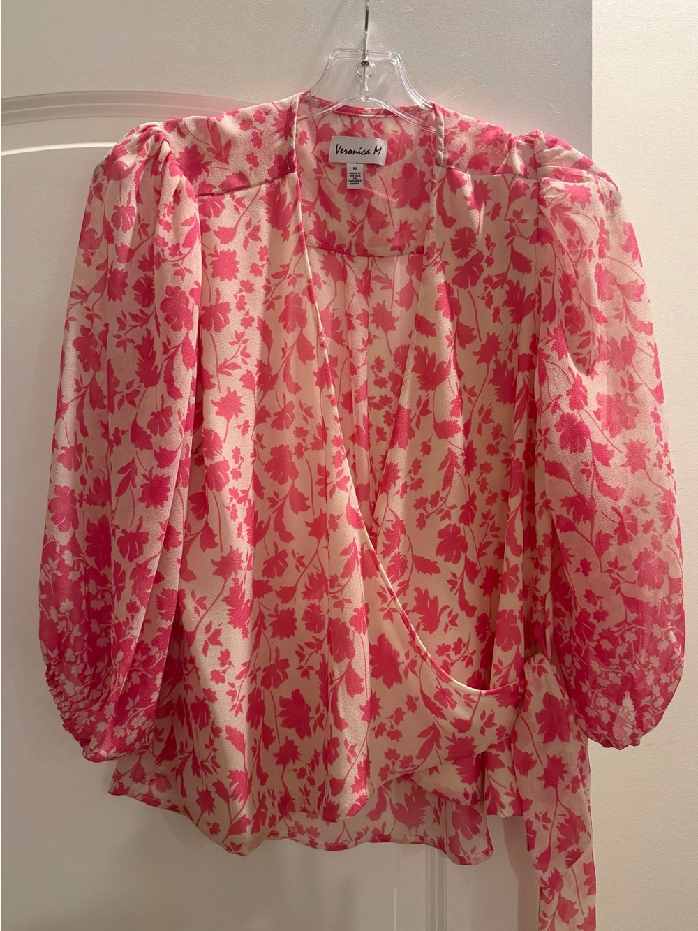 Veronica M Cream Blouse with Pink Floral Print